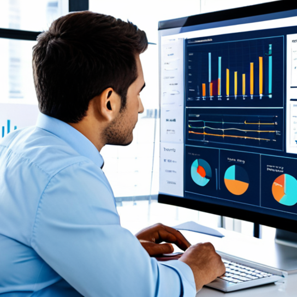 Interactive Data Dashboard**

"A business analyst working at a brightly lit office, analyzing an interactive data dashboard on a large monitor, the dashboard displaying various charts and graphs visualizing sales data, fully clothed, professional attire, safe for work, perfect anatomy, natural proportions, clean and modern aesthetic, appropriate content, family-friendly."

**