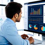 Interactive Data Dashboard**

"A business analyst working at a brightly lit office, analyzing an interactive data dashboard on a large monitor, the dashboard displaying various charts and graphs visualizing sales data, fully clothed, professional attire, safe for work, perfect anatomy, natural proportions, clean and modern aesthetic, appropriate content, family-friendly."

**