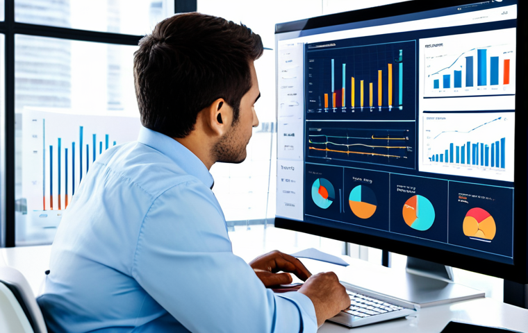 Interactive Data Dashboard**

"A business analyst working at a brightly lit office, analyzing an interactive data dashboard on a large monitor, the dashboard displaying various charts and graphs visualizing sales data, fully clothed, professional attire, safe for work, perfect anatomy, natural proportions, clean and modern aesthetic, appropriate content, family-friendly."

**